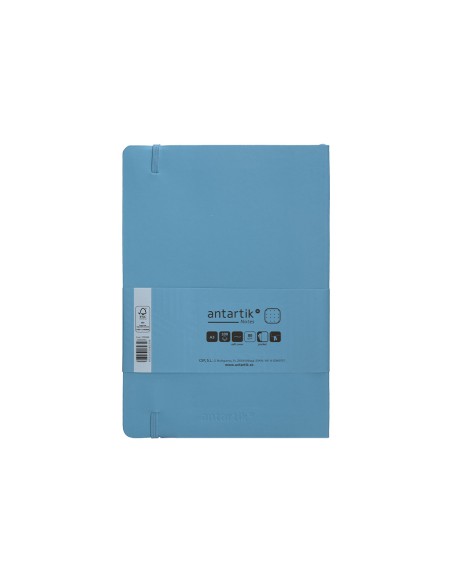 Cuaderno con gomilla antartik notes tapa blanda a5 hojas puntos azul claro 80 hojas 80 gr fsc