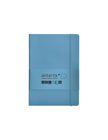 Cuaderno con gomilla antartik notes tapa blanda a5 hojas lisas azul claro 80 hojas 80 gr fsc