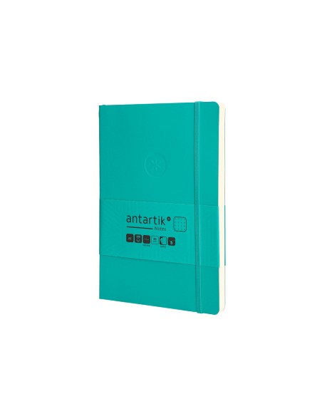 Cuaderno con gomilla antartik notes tapa blanda a5 hojas puntos turquesa 80 hojas 80 gr fsc