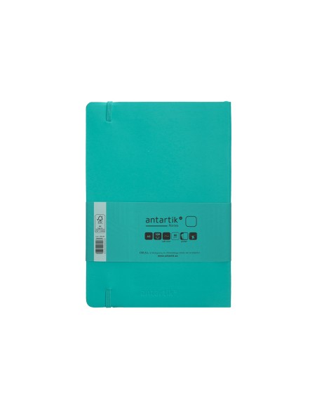 Cuaderno con gomilla antartik notes tapa blanda a5 hojas lisas turquesa 80 hojas 80 gr fsc