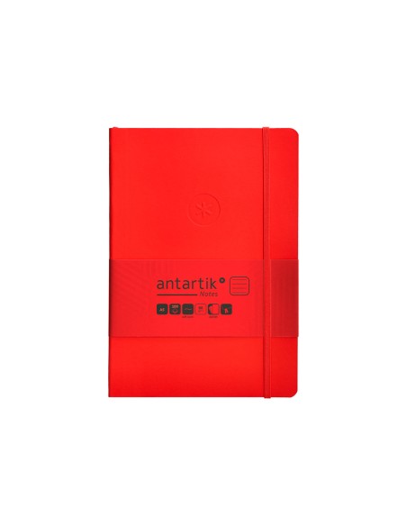 Cuaderno con gomilla antartik notes tapa blanda a5 hojas rayas rojo 80 hojas 80 gr fsc