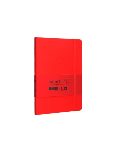 Cuaderno con gomilla antartik notes tapa blanda a5 hojas rayas rojo 80 hojas 80 gr fsc