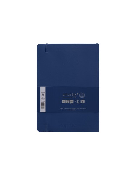 Cuaderno con gomilla antartik notes tapa blanda a5 hojas cuadricula azul marino 80 hojas 80 gr fsc