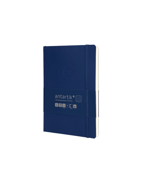 Cuaderno con gomilla antartik notes tapa blanda a5 hojas cuadricula azul marino 80 hojas 80 gr fsc