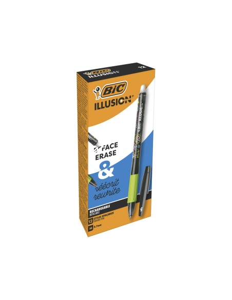 Boligrafo bic gelocity illusion borrable negro punta de 0,7 mm