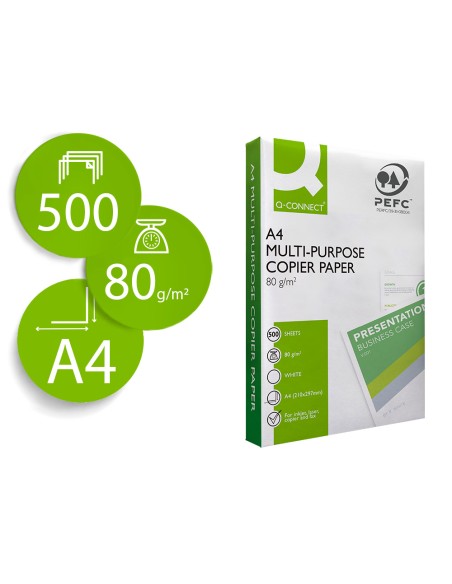Papel fotocopiadora q-connect faster din a4 80 gramos paquete de 500 hojas