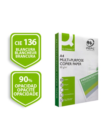 Papel fotocopiadora q-connect faster din a4 80 gramos paquete de 500 hojas
