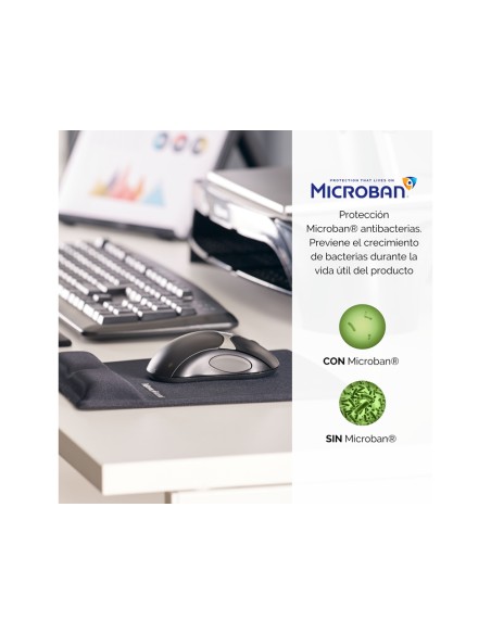 Alfombrilla para raton fellowes canal health-v negra con reposamuñecas de gel 222x209,6x251 mm