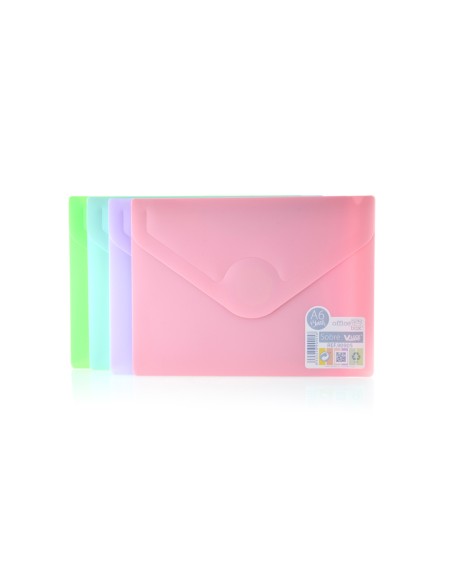 Carpeta office box dossier v-lock din a6 cierre velcro colores pastel surtidos