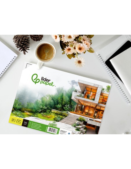Bloc dibujo liderpapel lineal encolado 230x325mm 20 hojas 130 gr/m2 con recuadro