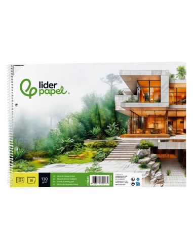 Bloc dibujo liderpapel lineal espiral 230x325mm...
