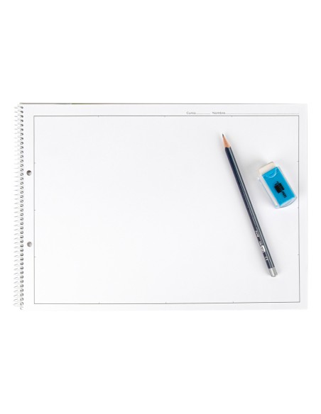 Bloc dibujo liderpapel lineal espiral 230x325mm 20 hojas 130gr/m2 con recuadro 2 taladros perforado