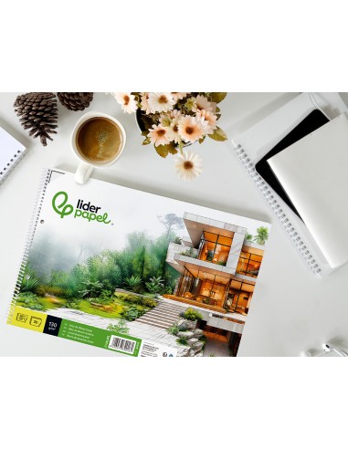 Bloc dibujo liderpapel lineal espiral 230x325mm...