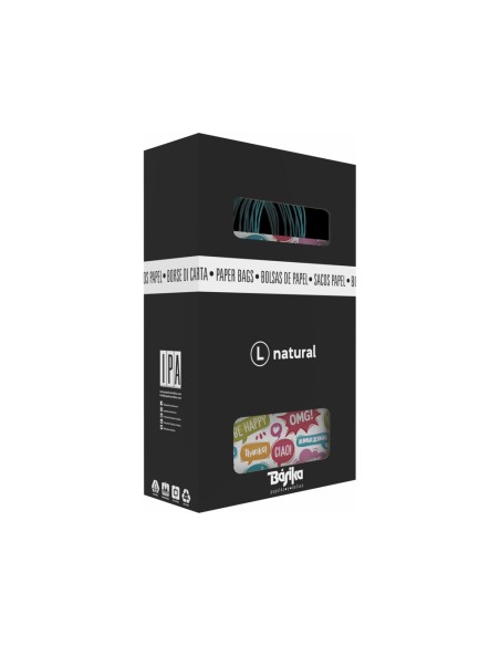 Bolsa para regalo basika papel estucado 160 g todo año con asa retorcida tamaño m 27+12x37 cm