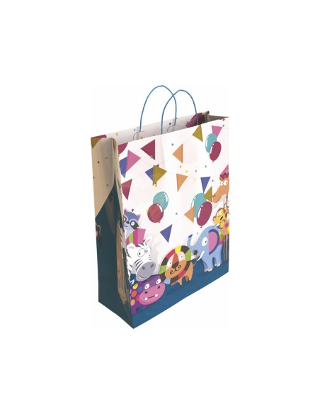Bolsa para regalo basika papel estucado 160 g todo año con asa retorcida tamaño m 27+12x37 cm