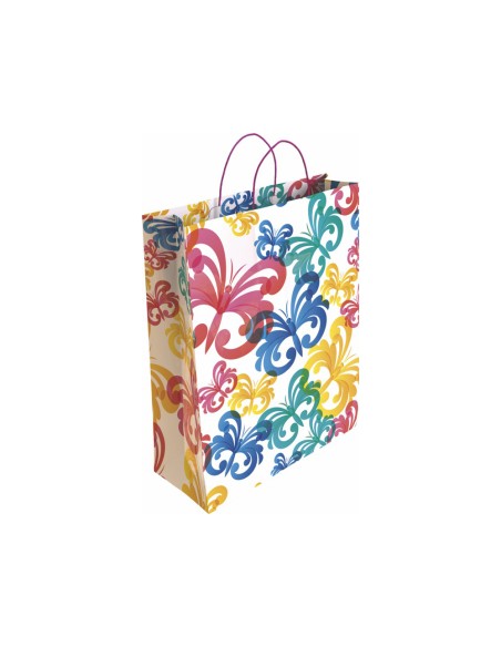 Bolsa para regalo basika papel estucado 160 g todo año con asa retorcida tamaño s 24+10x32 cm