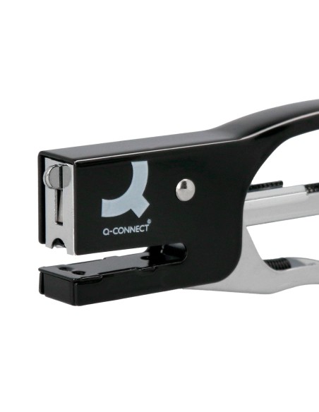 Grapadora q-connect de tenaza kf22340 metalica color negro capacidad 12 hojas usa grapas numero 10