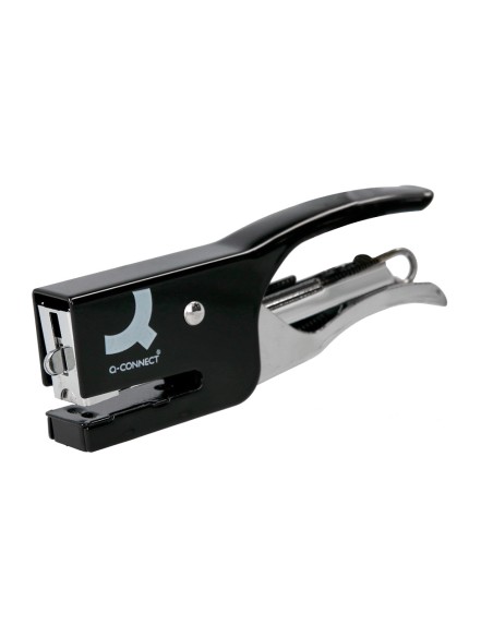 Grapadora q-connect de tenaza kf22340 metalica color negro capacidad 12 hojas usa grapas numero 10