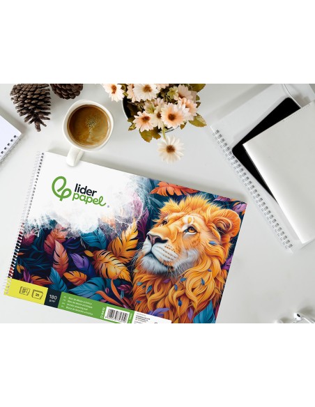 Bloc dibujo liderpapel artistico espiral 230x325mm 20 hojas 180g/m2 sin recuadro perforado