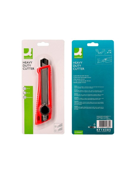 Cuter q-connect plastico ancho bloqueo de la hoja por rueda guia metalica para la cuchilla 18 mm xd-190 blister 1 unida