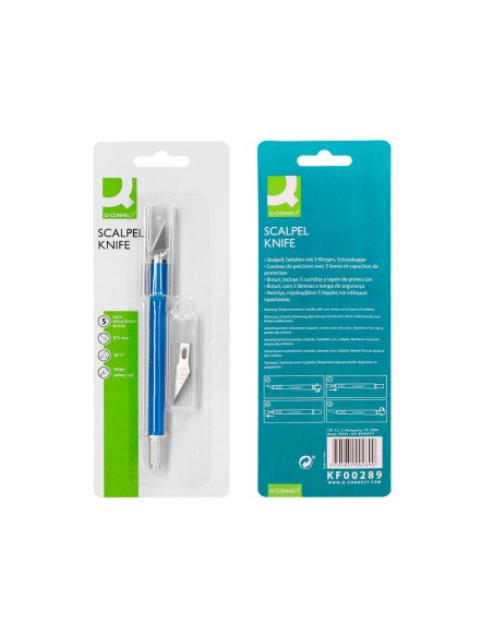 Bisturi q-connect metalico aleacion de aluminio con goma - 5 cuchillas de repuesto - blister 1 unidad