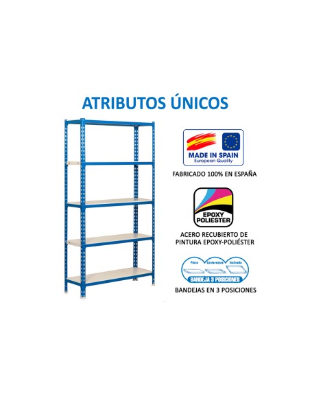 Estanteria metalica simonrack kit simonclick mini 5/400 color azul/blanco 5 estantes 180 kg por estante 180x80x40cm