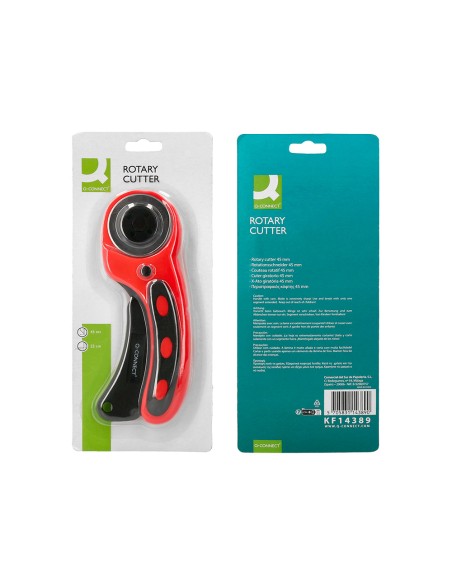 Cuter q-connect rotatorio medidas 22x56x165 mm cuchilla circular 45 mm xd-38 blister 1 unidad