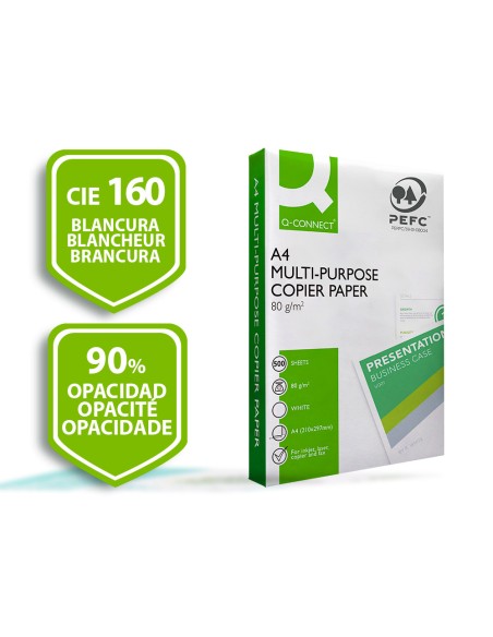 Papel fotocopiadora q-connect faster din a4 80 gramos paquete de 500 hojas