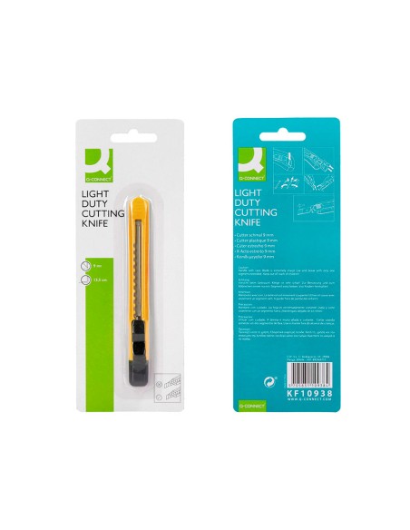 Cuter q-connect plastico estrecho cuchilla 9 mm xd-04 con clip blister 1 unidad
