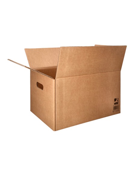 Caja para embalar q-connect americana con fondo automaticoy asas carton canal simple 5 mm color kraft 425x300x200 mm