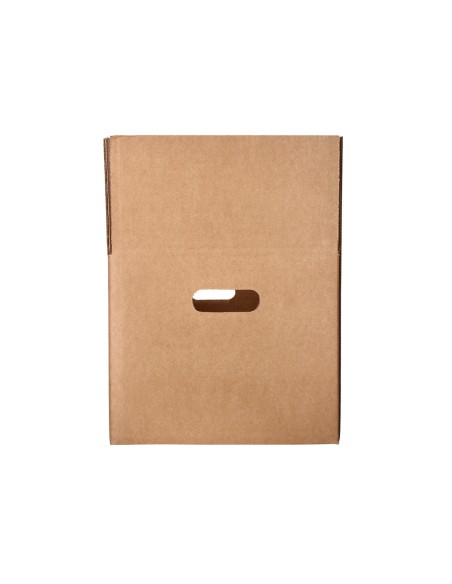 Caja para embalar q-connect americana con fondo automaticoy asas carton canal simple 5 mm color kraft 425x300x200 mm