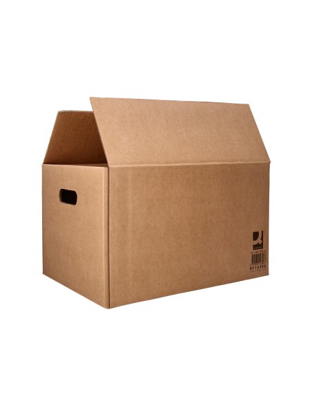 Caja para embalar q-connect americana con fondo automaticoy asas carton canal simple 5 mm color kraft 425x300x200 mm