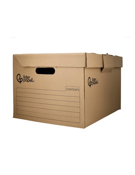 Cajon contenedor liderpapel carton manual para 3 cajas archivo definitivo folio / 3 archivadores a-z 387x333x260mm