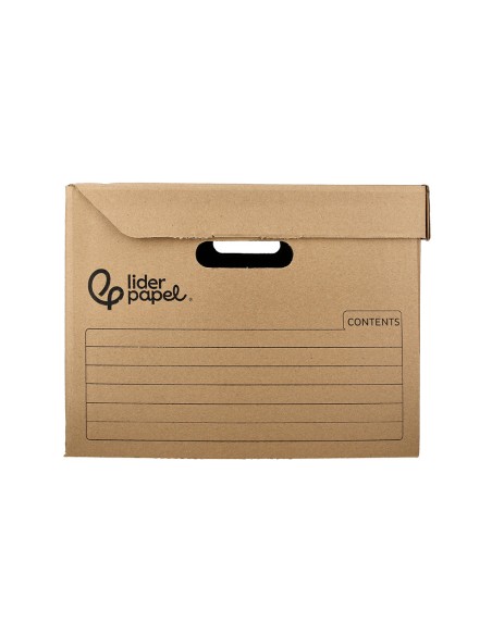Cajon contenedor liderpapel carton manual para 3 cajas archivo definitivo folio / 3 archivadores a-z 387x333x260mm
