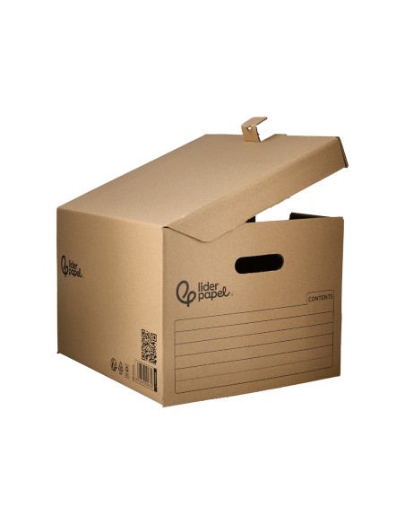 Cajon contenedor liderpapel carton manual para 3 cajas archivo definitivo folio / 3 archivadores a-z 387x333x260mm