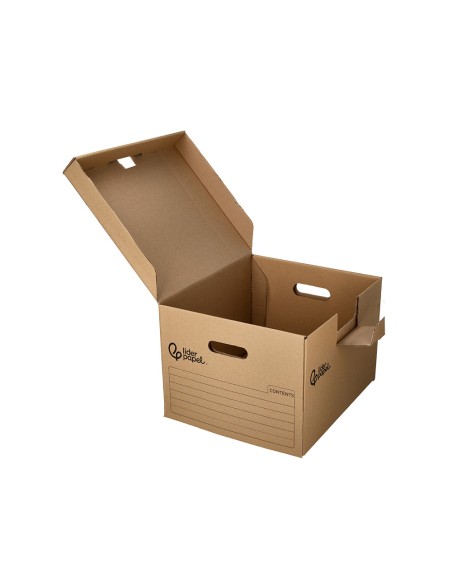 Cajon contenedor liderpapel carton manual para 3 cajas archivo definitivo folio / 3 archivadores a-z 387x333x260mm