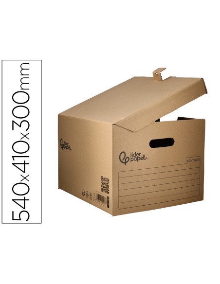 Cajon contenedor liderpapel carton manual para 5 cajas archivo definitivo folio / 6 archivadores a-z 540x410x300mm