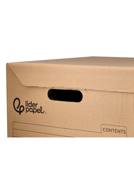 Cajon contenedor liderpapel carton manual para 5 cajas archivo definitivo folio / 6 archivadores a-z 540x410x300mm