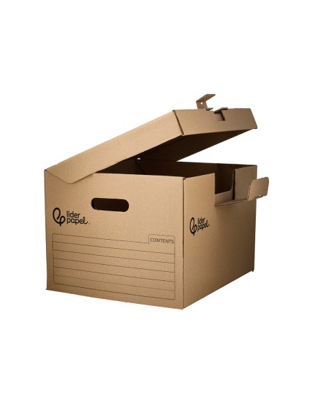 Cajon contenedor liderpapel carton manual para 5 cajas archivo definitivo folio / 6 archivadores a-z 540x410x300mm