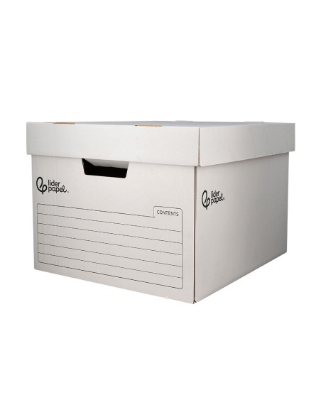 Cajon contenedor liderpapel carton automatico para 3 cajasarchivo definitivo folio / 4 archivadores a-z 387x333x260mm