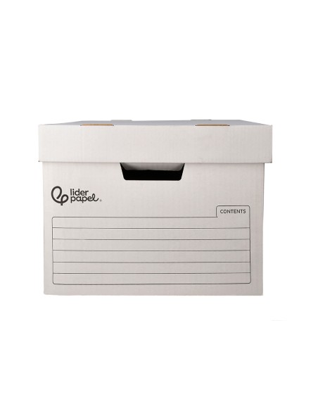 Cajon contenedor liderpapel carton automatico para 4 cajasarchivo definitivo folio / 5 archivadores a-z 430x383x265mm