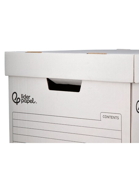 Cajon contenedor liderpapel carton automatico para 4 cajasarchivo definitivo folio / 5 archivadores a-z 430x383x265mm