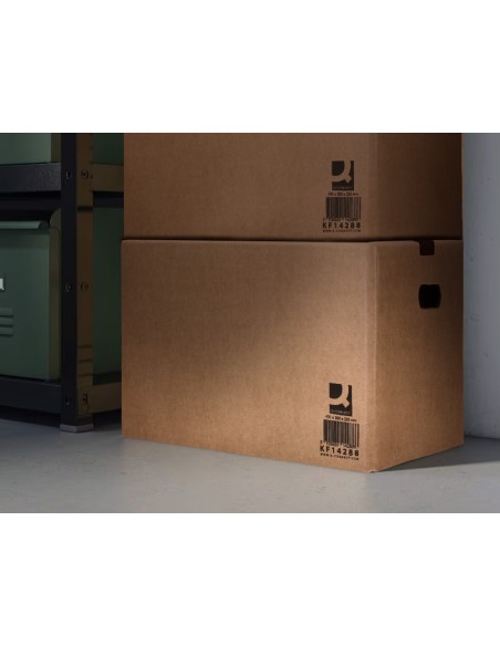Caja para embalar q-connect americana con asas carton reciclado canal simple 5 mm color kraft 500x340x310 mm
