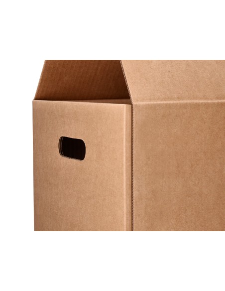 Caja para embalar q-connect americana con asas carton reciclado canal simple 5 mm color kraft 400x290x220 mm