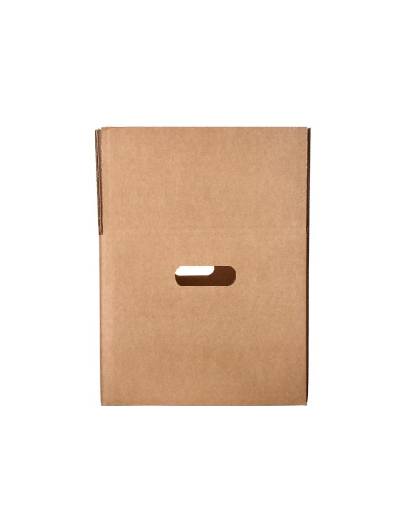 Caja para embalar q-connect americana con asas carton reciclado canal simple 5 mm color kraft 400x290x220 mm