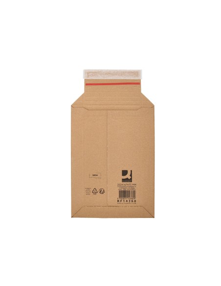 Sobre para envios q-connect carton 100% reciclado y reciclable cierre autoadhesivo252x167x72 mm color kraft