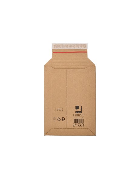 Sobre para envios q-connect carton 100% reciclado y reciclable cierre autoadhesivo314x252x72 mm color kraft