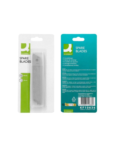 Repuesto cuter q-connect ancho para modelos kf10632/kf10635/kf10937/kf10634 cuchilla 18 mm blister 12 unidades