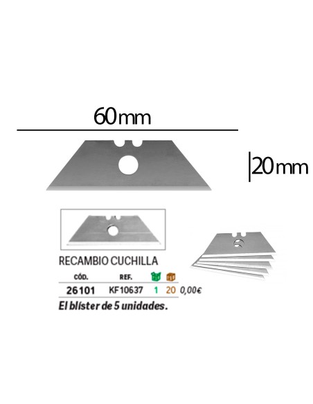 Repuesto cuter q-connect ancho para modelos kf10633/kf14624 cuchilla 18 mm blister 5 unidades