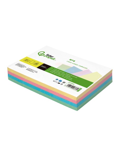 Tarjeta liderpapel para estudiar lisa cartulina de colores 170gr 125x200mm paquete de 200 unidades